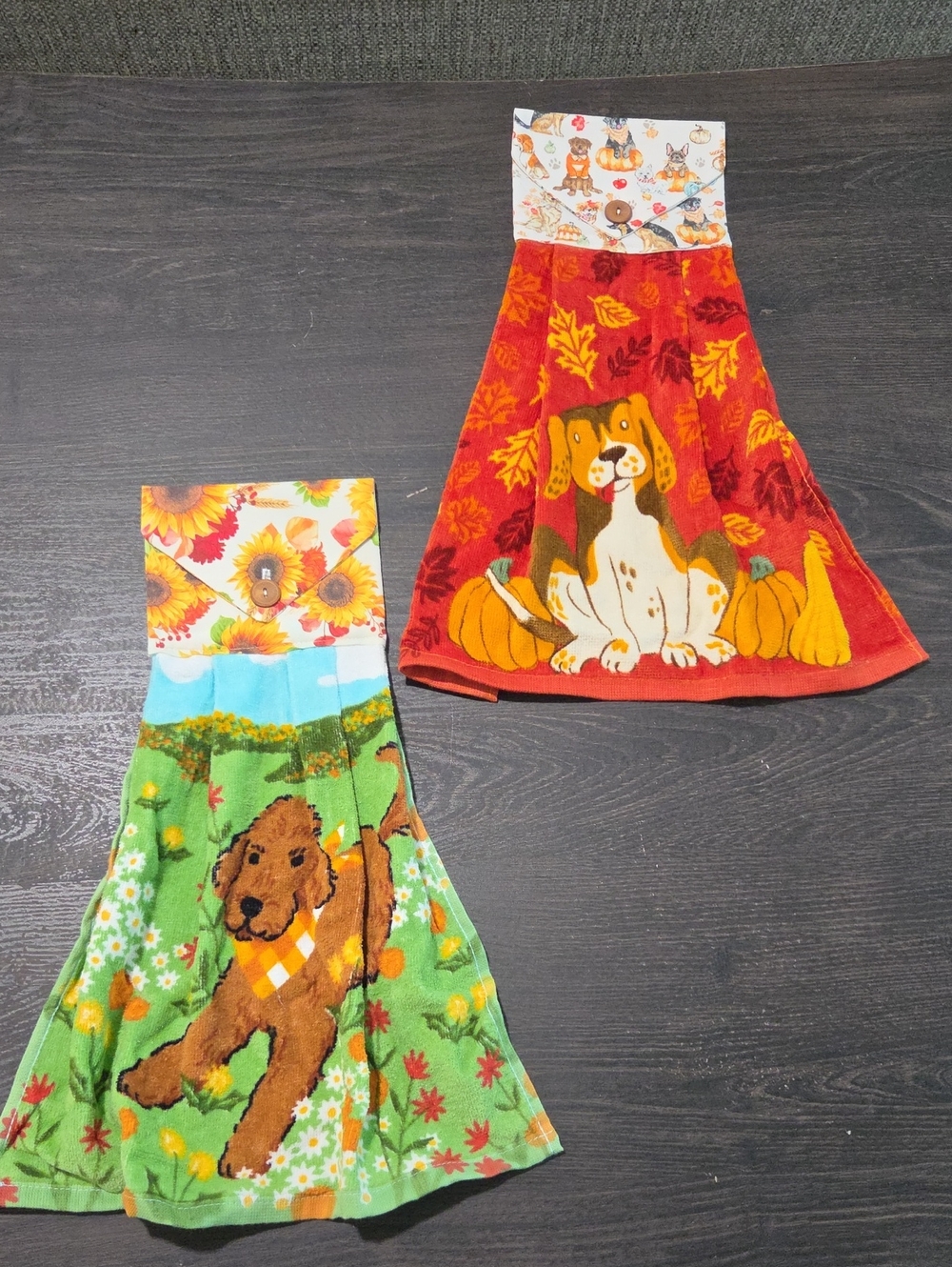 Dog Print Fall Kitchen Towels - Picture 2 of 3